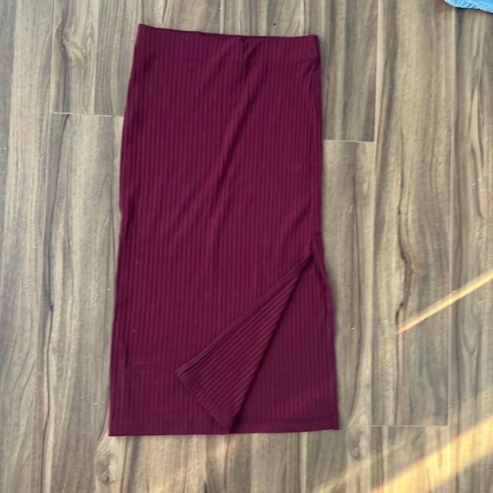 Burgundy midi skirt